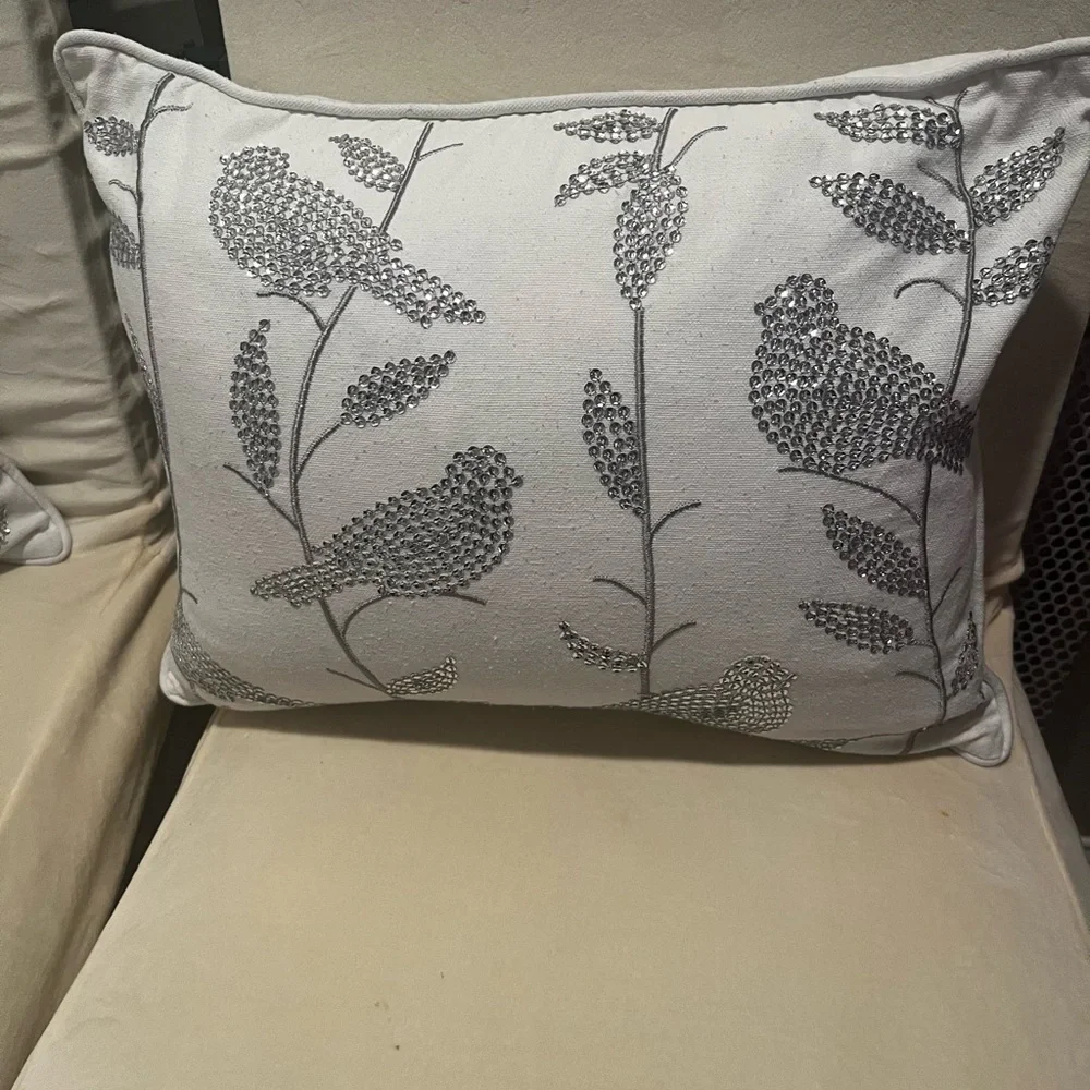 Gray Bird Pattern Throw Pillows